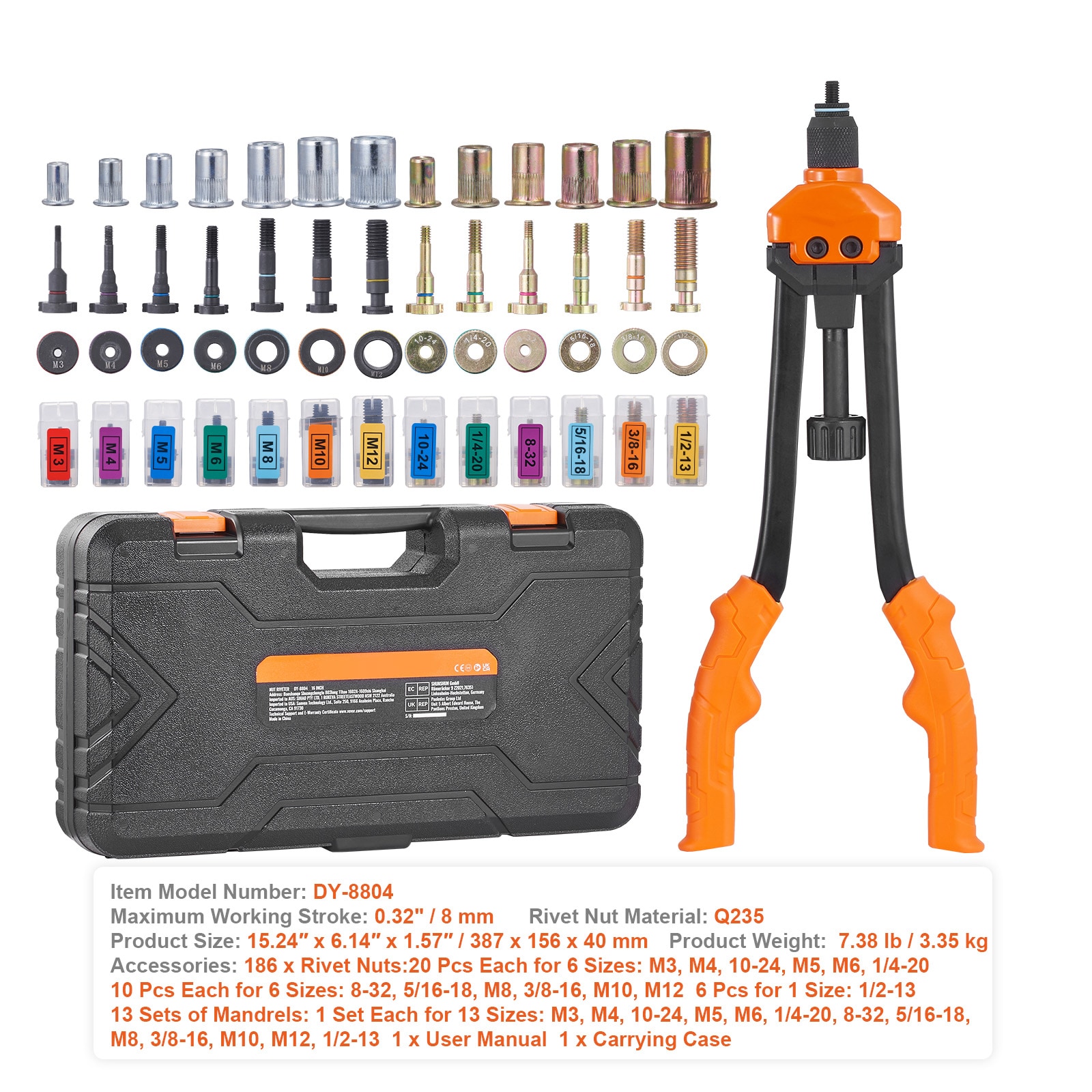 Professional Rivet Nut Tool Set With Mandrels And Carrying Case_voghion.com